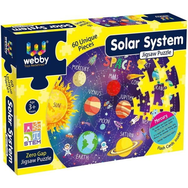 Webby Amazing Outer Space Solar System 60 Pieces Jigsaw Floor Puzzle with 4 Double Sided Flashcards (Multicolour) - Image 4