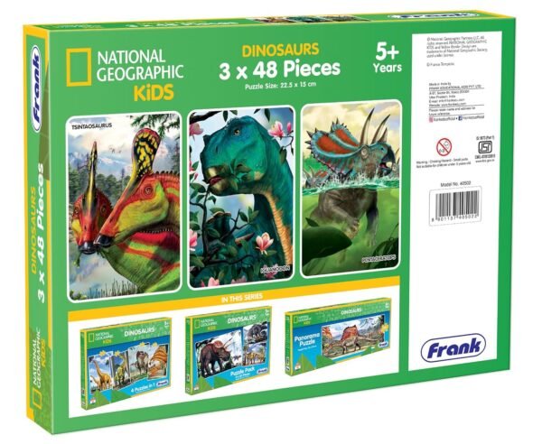 Frank 3 in 1 National Geographic Dinosaurs Jigsaw Puzzle for Kids 5+ Years, Set of 3 (48 Pcs Each) | Fun & Challenging Educational Toys | Brain Booster Puzzle Games for Focus & Memory, Gifts for Kids - Image 6