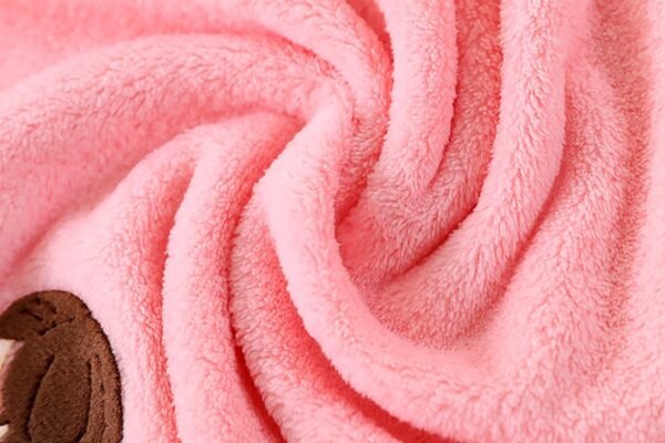 Microfiber Wash Towels Quick Absorbent Soft Coral Fleece Kids Handkerchief- Face Towel for Girls Cute Doll Embroidered Hanky, Baby Shower Gift (35x75 cm) (Pink) - Image 5