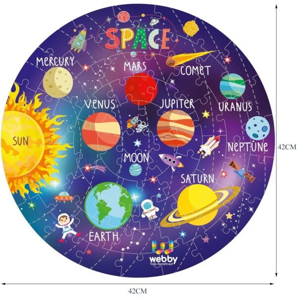 Webby Amazing Outer Space Solar System 60 Pieces Jigsaw Floor Puzzle with 4 Double Sided Flashcards (Multicolour) - Image 2