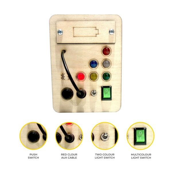 ZeeBaa Toys Portable Busy Board P3 – Montessori Sensory Toy for Kids (1-6 Years) | Interactive LED Light Switch Board for Fine Motor Skills & Learning - Image 3