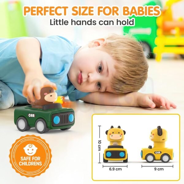 Kidology Press & Go Friction-Powered Cars for Toddlers – Animal Mini Racing Car, Push & Go Vehicle for Early Learning, Fun Toy for 0-3 Years Babies & Kids - Pack of 1 (Random Character) - Image 6