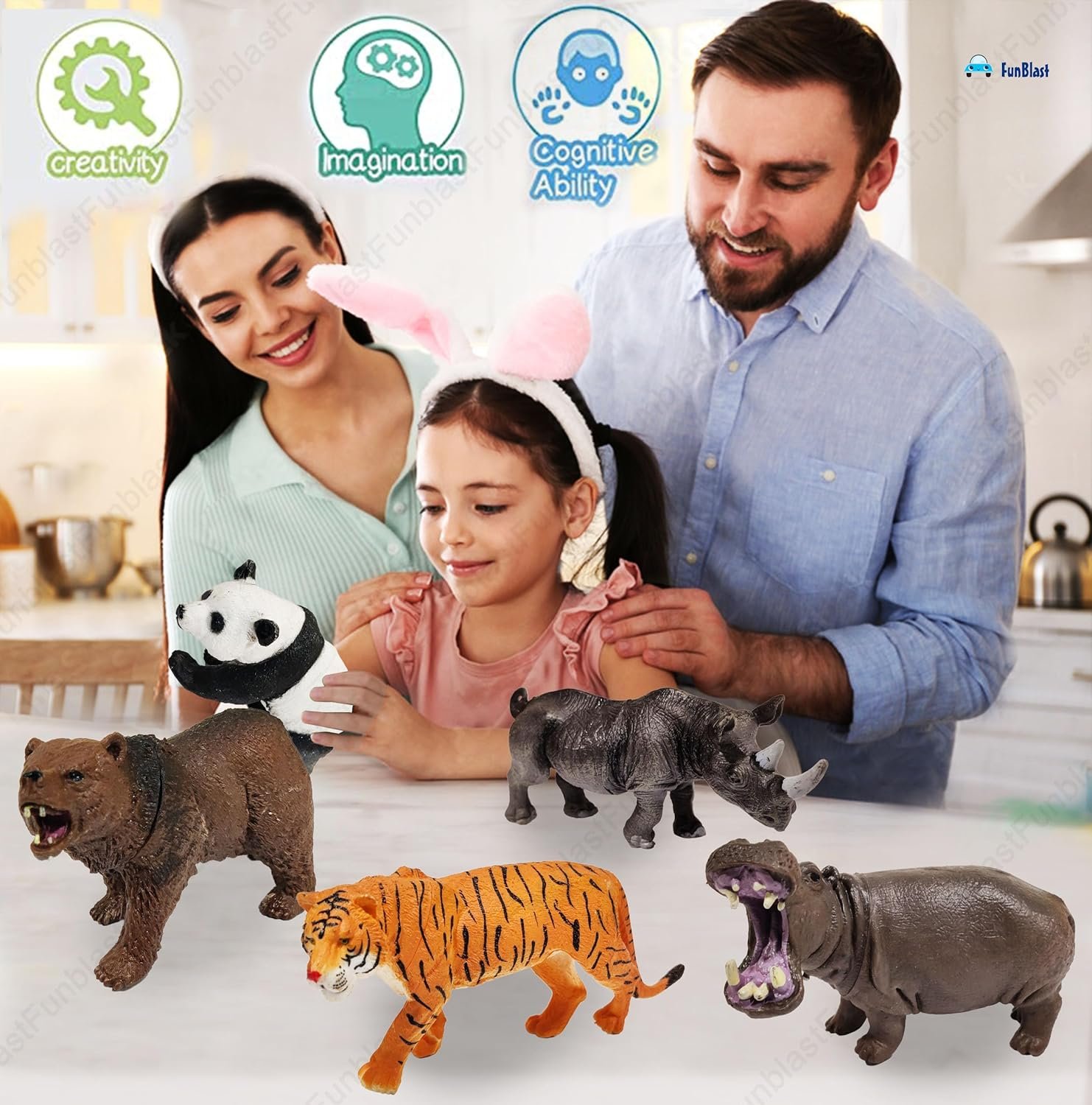 FunBlast Animal Toy Set for Kids – Set of 5 pcs Animal World Figures Play Set Toys for Kids, Animal Toys for Boys & Girls – Multicolor (B) - Image 2