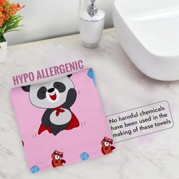 ECOSENSE® Kids Bath Towel Cotton Towel Printed Character Cartoon Ultra Soft Fully Absorbent 360 GSM, 60X120CM (Super Pandas) - Image 6