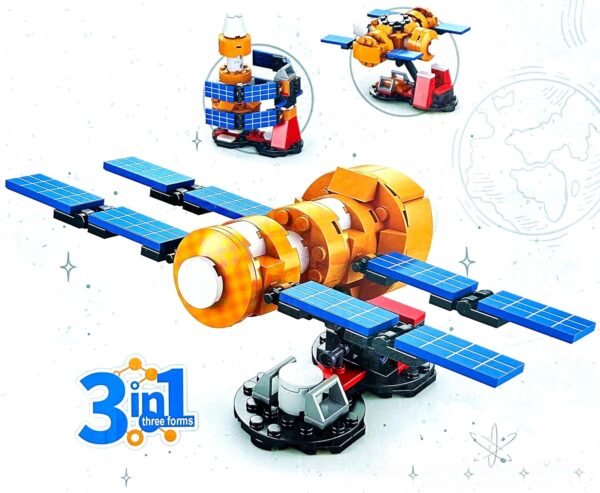 Amitasha 3in1 Space Satellite Exploration Building Blocks Rocket Launcher Construction Toy Set Brick Kit for Kids Birthday Gift Boys & Girls, Set Of 1