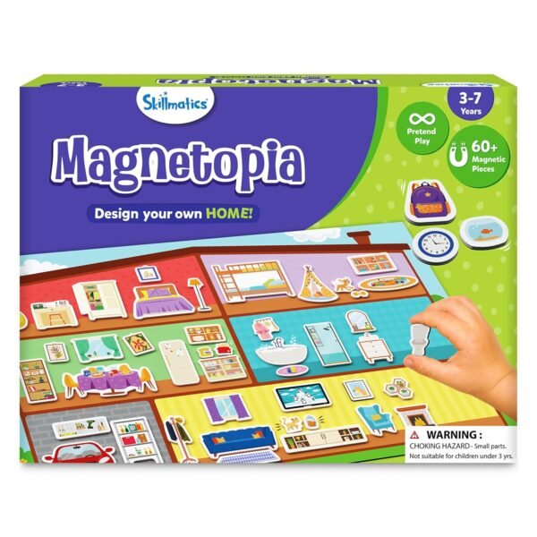 Skillmatics Creative Toy Magnetopia - Design Your Home, Interactive Pretend Play Set for Kids, Toddlers, 60+ Magnetic Pieces, Preschool Learning Classic Board Game, Gifts for Unisex Ages 3-7