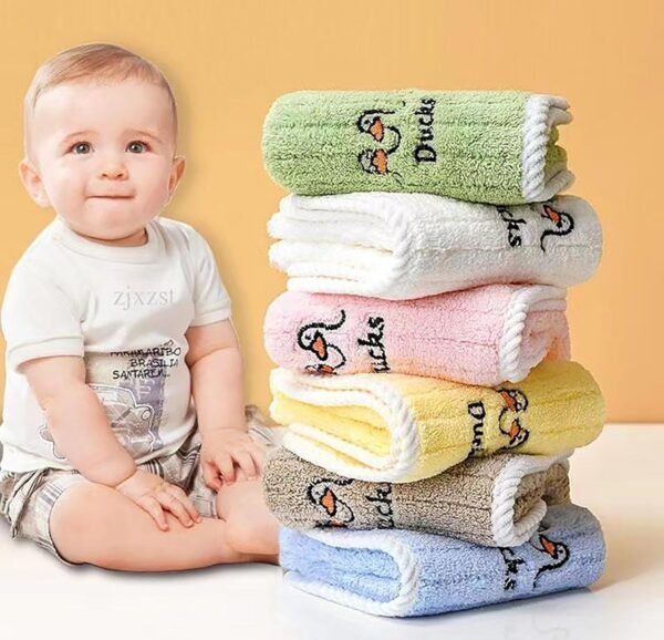 Microfiber Baby Face Towel Super Soft Absorbent Cloth for Kids Set of 6 (25X25 CM) - Image 4