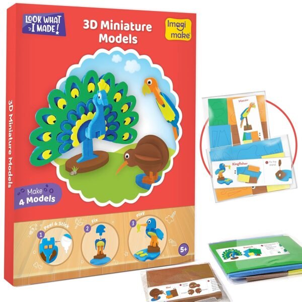 Imagimake 5-in-1 Awesome Craft Kit- Kids - Arts and Crafts for Kids Ages 6-8 || 5 Craft Techniques- 15+ Projects - Gift for 5, 6, 7, 8 Year Old Girls & Boys, Multi, Paper, Clay - Image 4