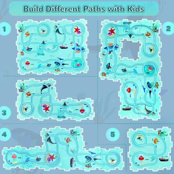 Car Puzzle Track Set for Kids with A Cute Vehicle Toddler Puzzle Track Play Set- Critical Thinking Educational Toys for 3-5 Year Old Boys Girls (Ocean 25 Pcs) - Image 3
