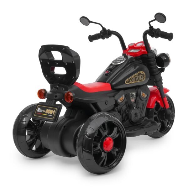 6V Electric Kids Bike Rechargeable 6.5 Ah Battery Inbuilt Imported Motor Drive Music Player LED Light & Foot Accelerator for Ages 1-6 Years (Goldving Electric Bike, Red & Black) - Image 6