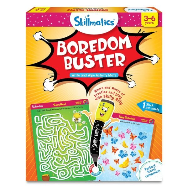 Skillmatics Educational Game - Boredom Buster, Reusable Activity Mats with Dry-erase Marker, Gifts, Travel Toy for Kids Ages 3, 4, 5, 6