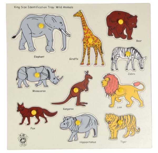 Skillofun MDF King Size Identification Tray, Vivid Wooden Animal Puzzles with knobs Engaging Toddlers - Safe Non-Toxic Material ensures Child Safety - Educational Toy Promoting Hand-Eye Coordination - Image 6