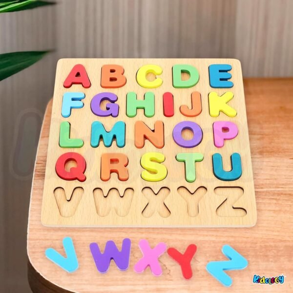 Kidology Wooden Puzzles for Toddlers for Kids Preschool Learning Toys, Wooden Montessori Toddler Puzzles Wooden Alphabet, Number, Shape Puzzles for Kids 2-4 Years Old (Alphabet Puzzle) - Image 2