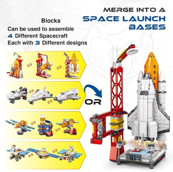 Amitasha 3in1 Space Satellite Exploration Building Blocks Rocket Launcher Construction Toy Set Brick Kit for Kids Birthday Gift Boys & Girls, Set Of 1 - Image 6