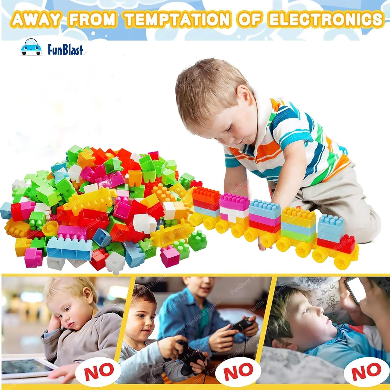 FunBlast Toy Building Blocks - DIY Blocks with Wheel for Kids - Learning and Education Toys for Kids - 290+ Pcs (Multicolor) (290 pieces) - Image 6
