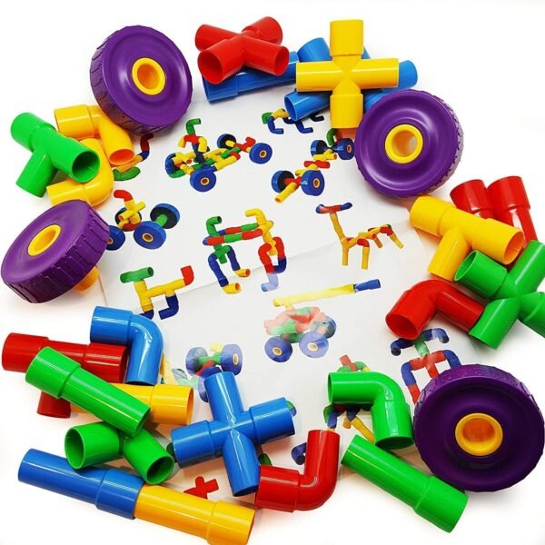 Pipe Puzzle Kids Building Blocks Toys - Pipe Puzzle with Different Shapes Block Game for 3-8 Years Old Kids Boys & Girls,Multi Color,75 Piece,Multicolor - Image 4