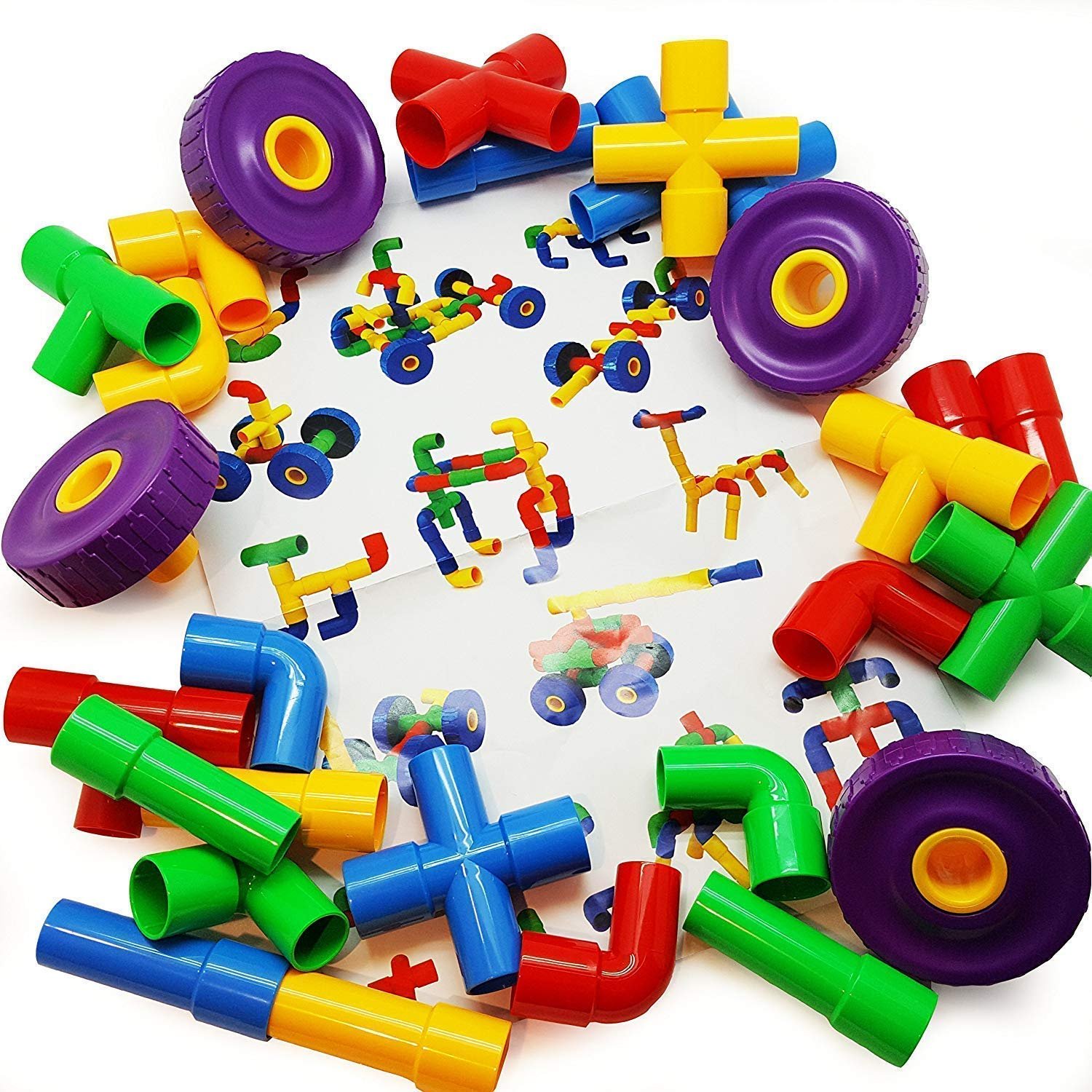 Pipe Puzzle Kids Building Blocks Toys - Pipe Puzzle with Different Shapes Block Game for 3-8 Years Old Kids Boys & Girls,Multi Color,75 Piece,Multicolor - Image 4