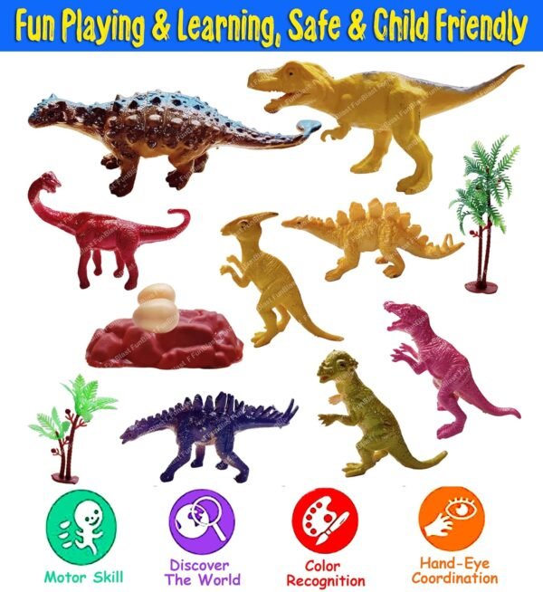FunBlast Dinosaur Figures Play Set - 8 Pcs Animal Figures for Kids, World Toys, Best Birthday Return Gifts - Image 6