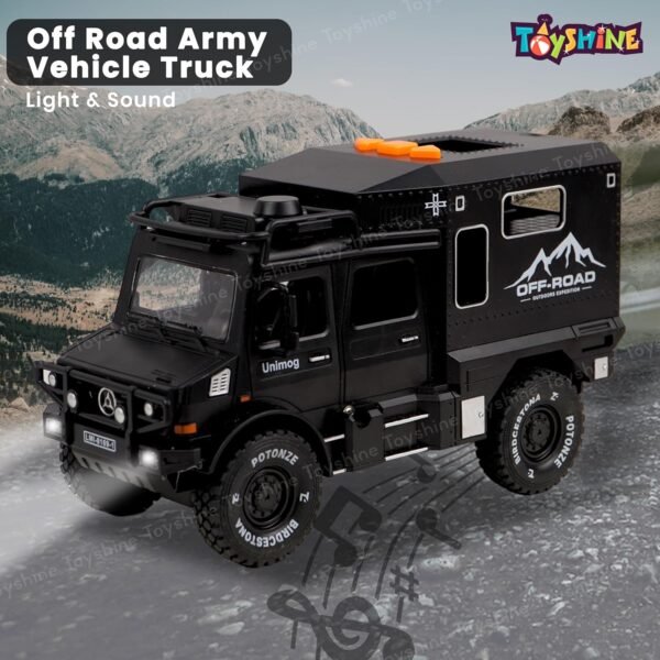 Toyshine Friction Powered Battle Field Military Truck Toy with Opening Doors, Light & Music Model Collection Educational Learning Toys for Kids 3-7 Years, Multi - Image 4