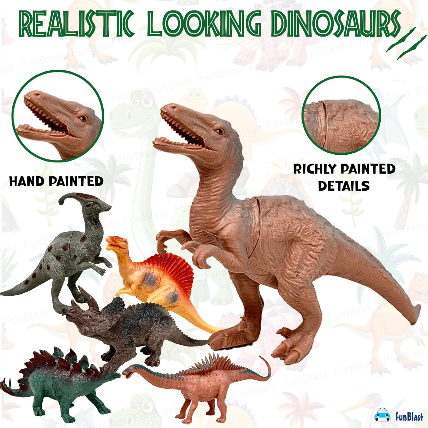 FunBlast Dinosaur Toy for Kids, Pack of 6 Pcs Dinosaurs Animals Figures Toys for Kids, Boys, Dinosaur Toys for Kids, Animal Figure Play Set for Kids, Boys, Girls - Multicolor - Image 6