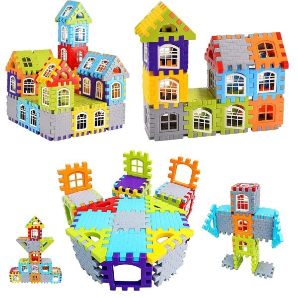 MBK 60+ PCS Medium-Sized Happy Home Building Blocks Set - Fun Multicolour Toys for Kids 2-5 Years Old - Image 4