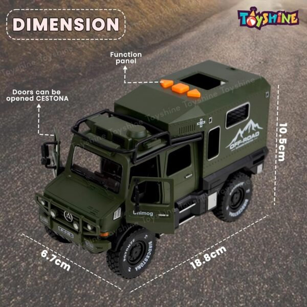 Toyshine Friction Powered Battle Field Military Truck Toy with Opening Doors, Light & Music Model Collection Educational Learning Toys for Kids 3-7 Years, Multi - Image 3