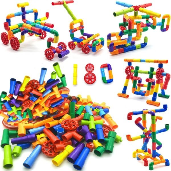Smart Stick DIY Plastic Brick Set 4D Space Children Intelligence Plastic Pipe Blocks Building Toys Plastic Building Block Set Pipes Puzzle Set - Blocks for Kids (Pipe Puzzle Block)