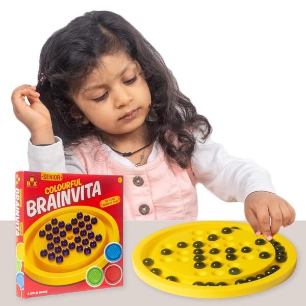 Colourful Brainvita Senior Mind Challenging Board Game with 32 Marbles | Marble Solitaire | Suitable for Ages 5 Years and Above, Kids - Image 2