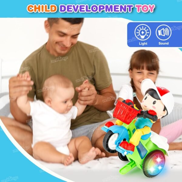 Zest 4 Toyz Stunt Tricycle Bump and Go Musical Toy with 4D Lights, Dancing Toy, Battery Operated Toy Plastic for Boys Girls - Multi Color - Image 4