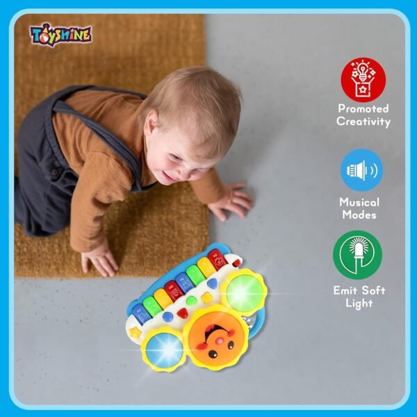 Toyshine Drum Keyboard Musical Toys with Flashing Lights, Animal Sounds and Songs, Multi Color - Image 5