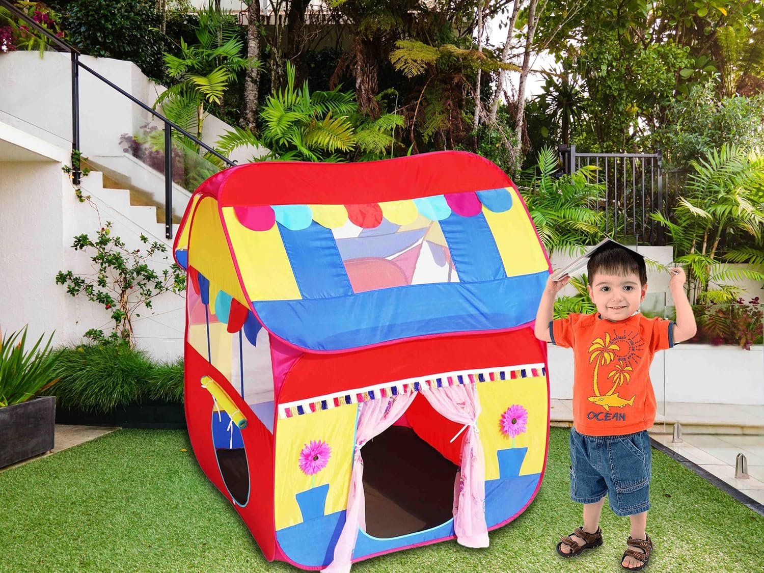 Homecute Foldable Pop Up Hut Type Kids Toys Jumbo Size Play Tent House for Boys and Girls (Big Size Multi) - Image 2