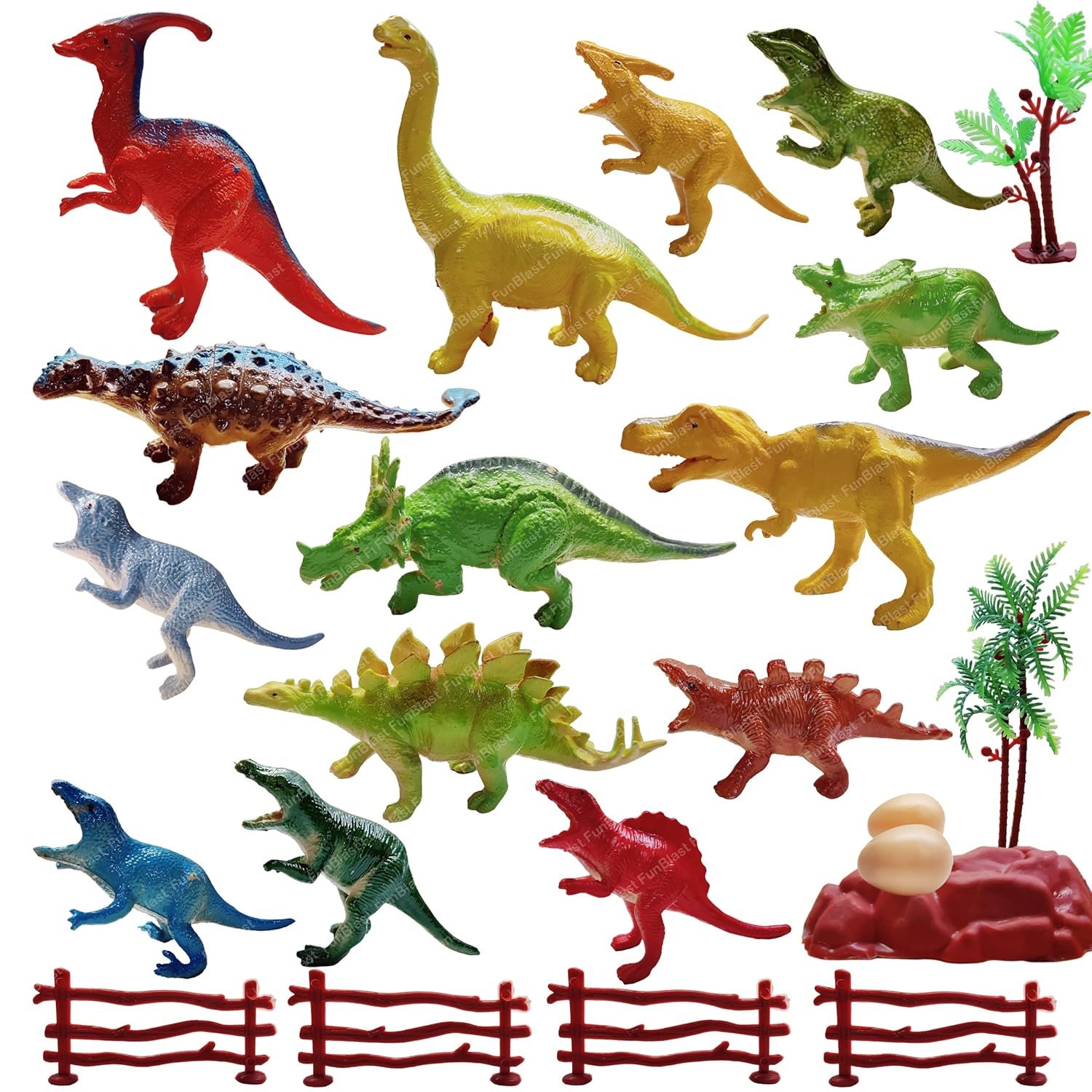 FunBlast Dinosaur Figures Play Set - 14 Pcs Dinosaur World Animals Toys for Kids - Best Birthday Return Gifts