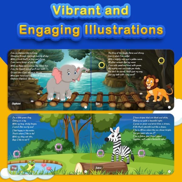 Kiddale Bundle of 2 Musical Rhymes Books|16 Wild Animal&8 Classical Nursery Rhymes|28 Sounds Each|Interactive Touch&Play Sound Books|Ideal Gift for 1-3 Years|Sing-Along Collection,Multicolor - Image 6