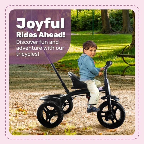 Mini Prima Tricycle for Kids | Tricycle for Kids | Cycle for Kids 1-4 Years | Baby Cycle | Bicycle for Kids with Storage Basket, Cushion Seat and Seat Belt TZ-582 (Black) - Image 6