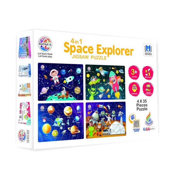 Ratna\'s 4 in 1 Space Explorer Jigsaw Puzzle 140 Pieces for Kids. 4 Jigsaw Puzzles 35 Pieces Each - Image 4