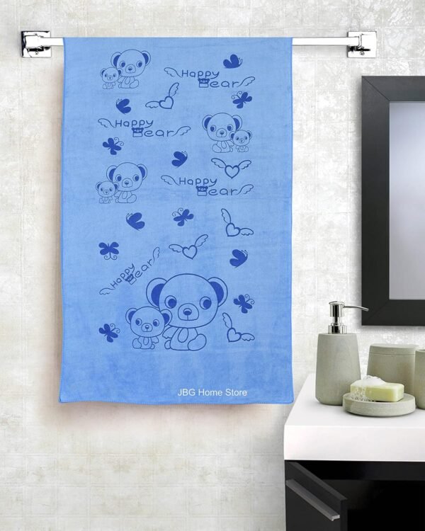 Kids Bath Towel for Girls Boys - Soft Premium Microfiber Quick Drying Towels for Unisex Kids - Cartoon Print Wash Dry Cloth Towel for Babies Toddlers, Pack of 1, 60 x 120 CM, Blue Bear