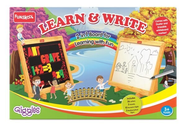 Giggles Funskool Learn N Write Slate, 2in1 Magnetic & Dry Erase Board for Kids, Includes Alphabet & Numbers, Encourages Learning & Development, Preschool Activity Set, Gift Set for Kid, Ages 3+ Years - Image 3