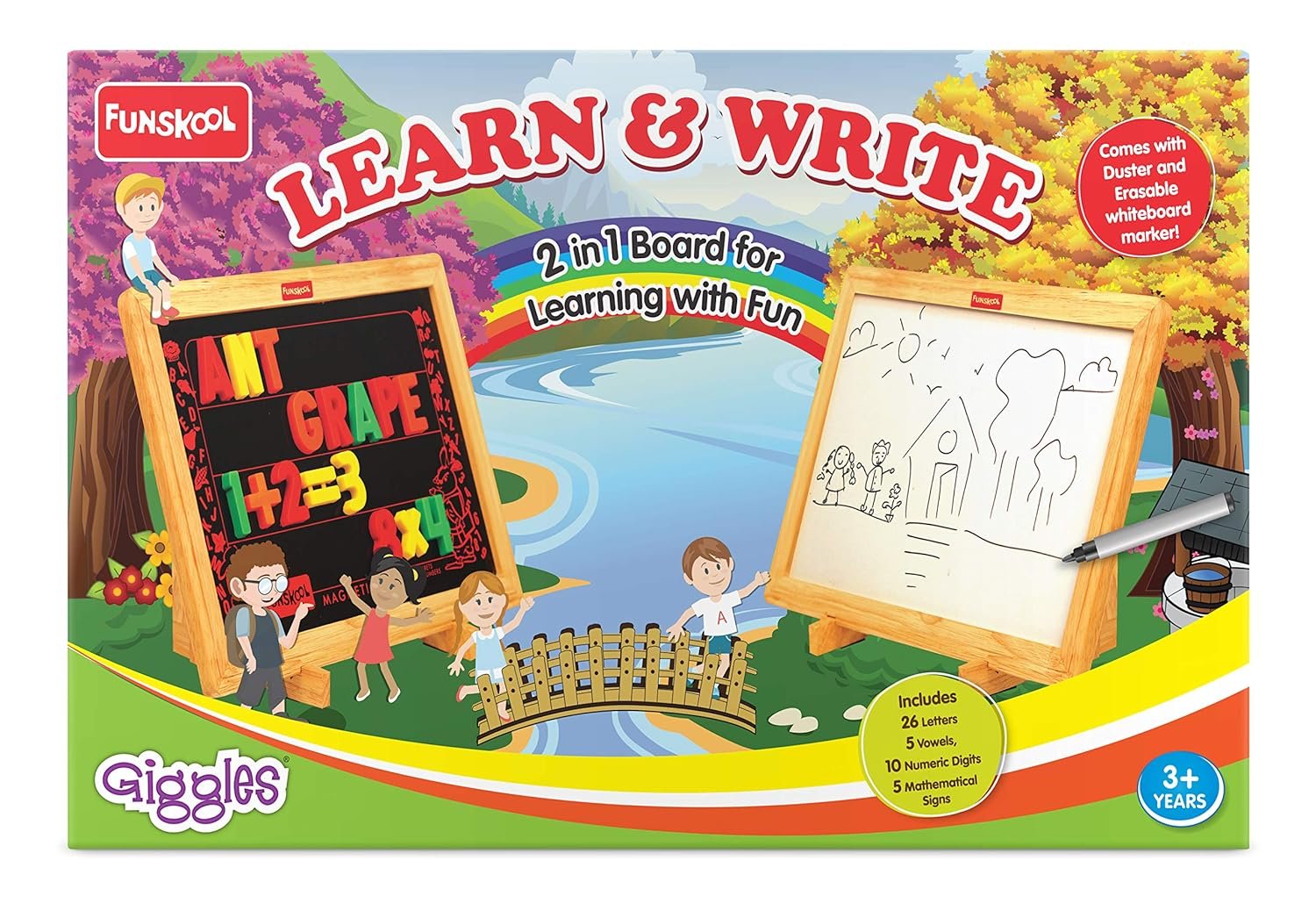 Giggles Funskool Learn N Write Slate, 2in1 Magnetic & Dry Erase Board for Kids, Includes Alphabet & Numbers, Encourages Learning & Development, Preschool Activity Set, Gift Set for Kid, Ages 3+ Years - Image 3
