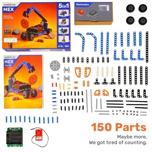 Avishkaar Mex 5-In-1 Diy Robotics Starter Kit, Robot Toys For Kids Aged 8-12, Building & Construction Set With 100+ Parts, Learning & Educational Stem Kit, Made In India, Multicolor - Image 3