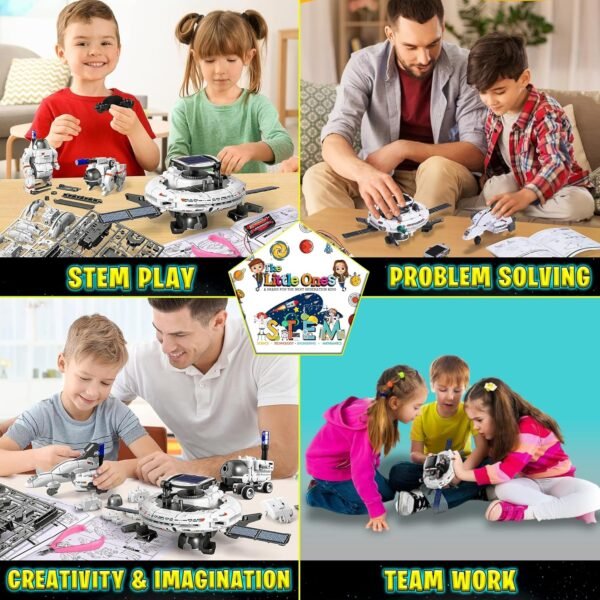 The Little Ones Robot Toys - Robot Kit, Space Toys,Solar STEM DIY Toys For Kids,Astronaut Toy,Best Birthday Gifts For Boys & Girls Age 6-8-10-12-14 Years Old,Rocket Model [ NEW-6IN1 SOLAR SPACE FLEET] - Image 2