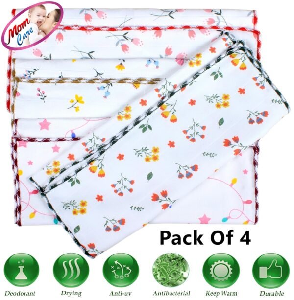 MOM CARE Cotton Hand Towels for Babies Extra Soft/Quick Dry/Strong Water Absorbent/Napkins Towel for Kids, Boys and Girls Pack of 4 White 31x 48 cm - Image 5