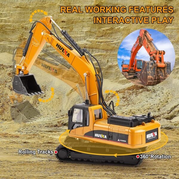 1/40 Scale Metal Excavator Toy, Diecast Construction Equipment Digger Trucks Toys for Boys Kids - Image 4