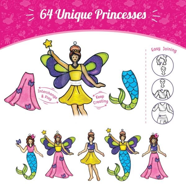 Imagimake Window Art - Princess - 16 Pieces Glass Painting Set - Princess, Mermaid, Unicorn Designs - Craft Kit for Girls 5 Years & Above - Multicolor - Image 5
