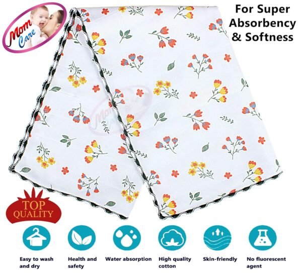 MOM CARE Cotton Hand Towels for Babies Extra Soft/Quick Dry/Strong Water Absorbent/Napkins Towel for Kids, Boys and Girls Pack of 4 White 31x 48 cm - Image 3