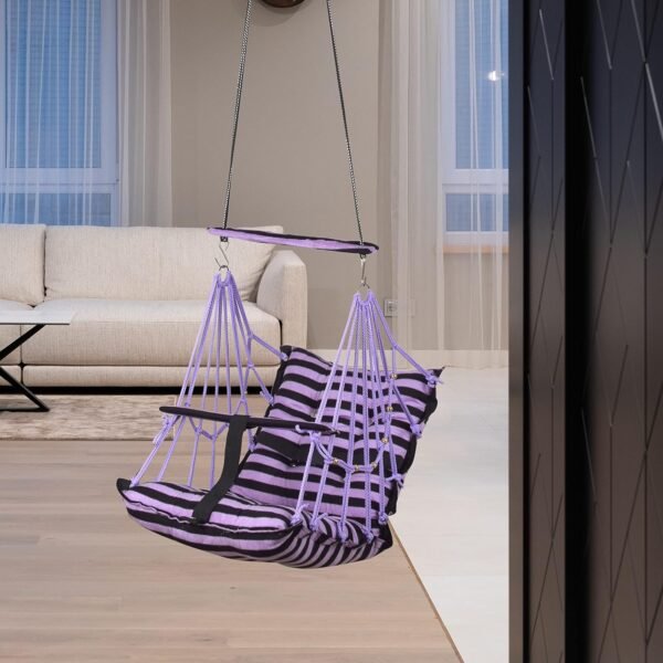 Cotton Swing Chair for Kids Baby\'s Children Folding and Washable 1-5 Years with Safety Belt/Home, Garden Jhula for Babies |Swing for Kids| Cradle | (Purple) - Image 2