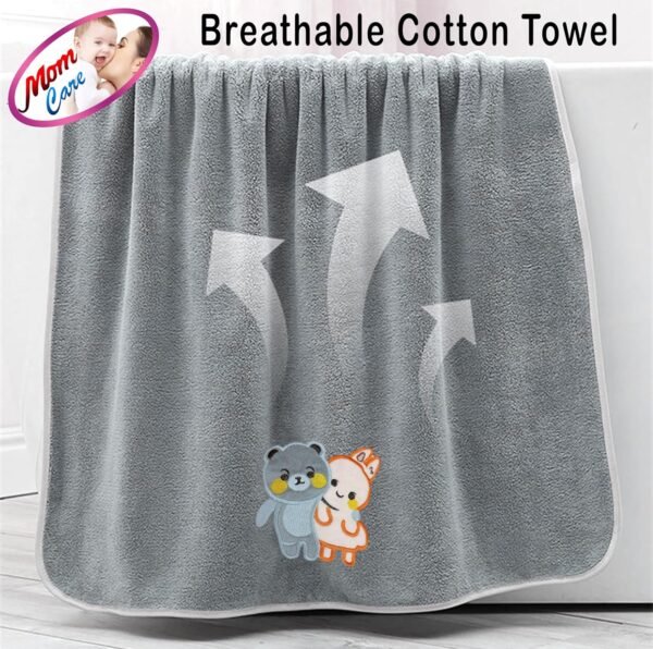MOM CARE Cotton Microfibre Bath Towels for Kids -Extra Soft/Quick Dry/Strong Water Absorbent/Bathing Towel for Kids,Boys and Girls (Pack of 1) Random Color L-70Cm X B-140Cm, 450 Tc, Multicolor - Image 5
