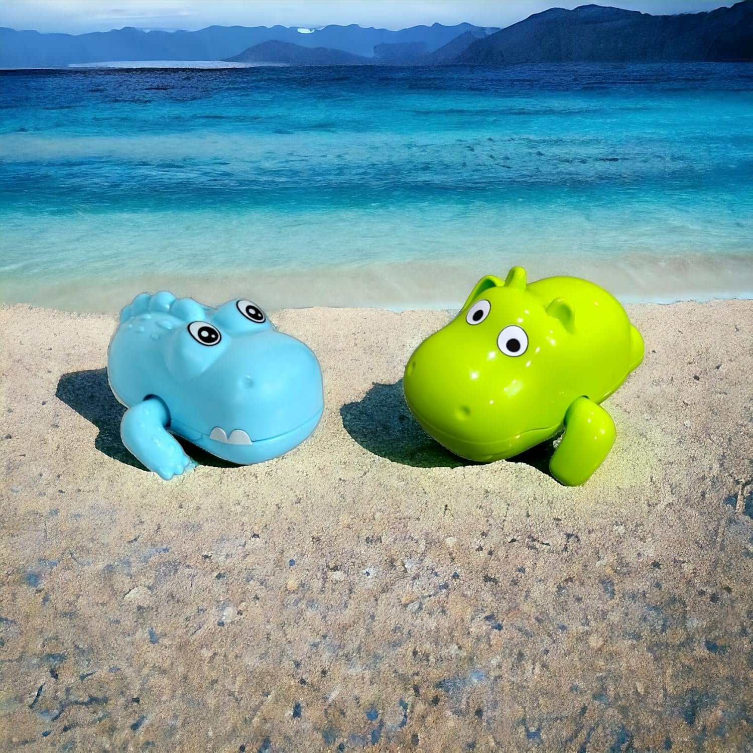 COSMOBABY (Hippo & Crocodile Combo) Bath Toys, Cute Swimming Bath Toys for Toddlers 1-3, Floating Wind Up Toys for 1-5 Year Old Boy Girl, New Born Baby Bathtub Water Toys, Proudly Made in India