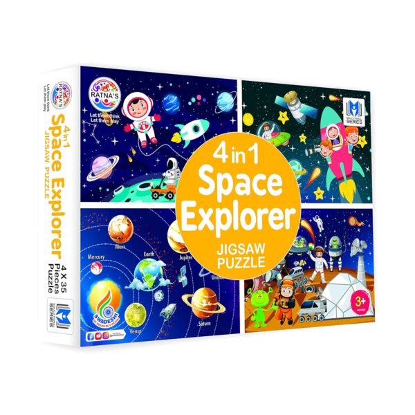 Ratna\'s 4 in 1 Space Explorer Jigsaw Puzzle 140 Pieces for Kids. 4 Jigsaw Puzzles 35 Pieces Each