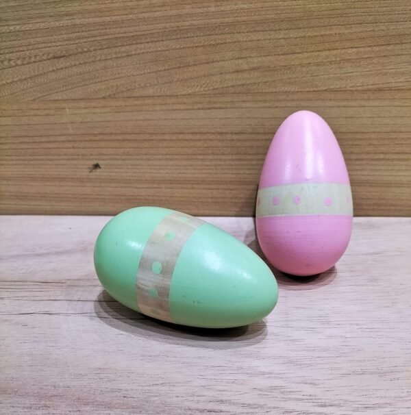 Wooden Egg Shaker Set - 2 Colorful Musical Instrument Rattles for Babies and Kids 0-3 Years - Non-Toxic Hold and Shake Toys - Discover Sounds and Develop Sensory Skills - Image 2