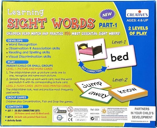 Creative Educational Aids P. Ltd. - CRE0934 Learning Sight Words Part-1 Card Game (Multicolour),for-kid - Image 2